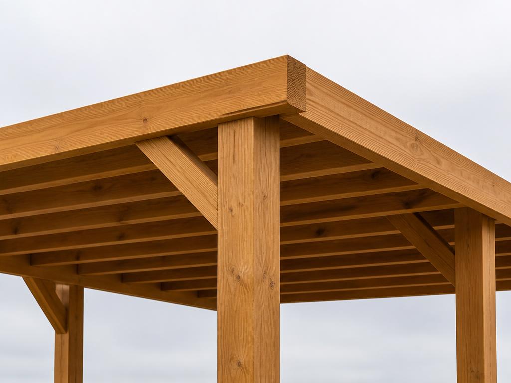 Holzkonstruktion eines Carports