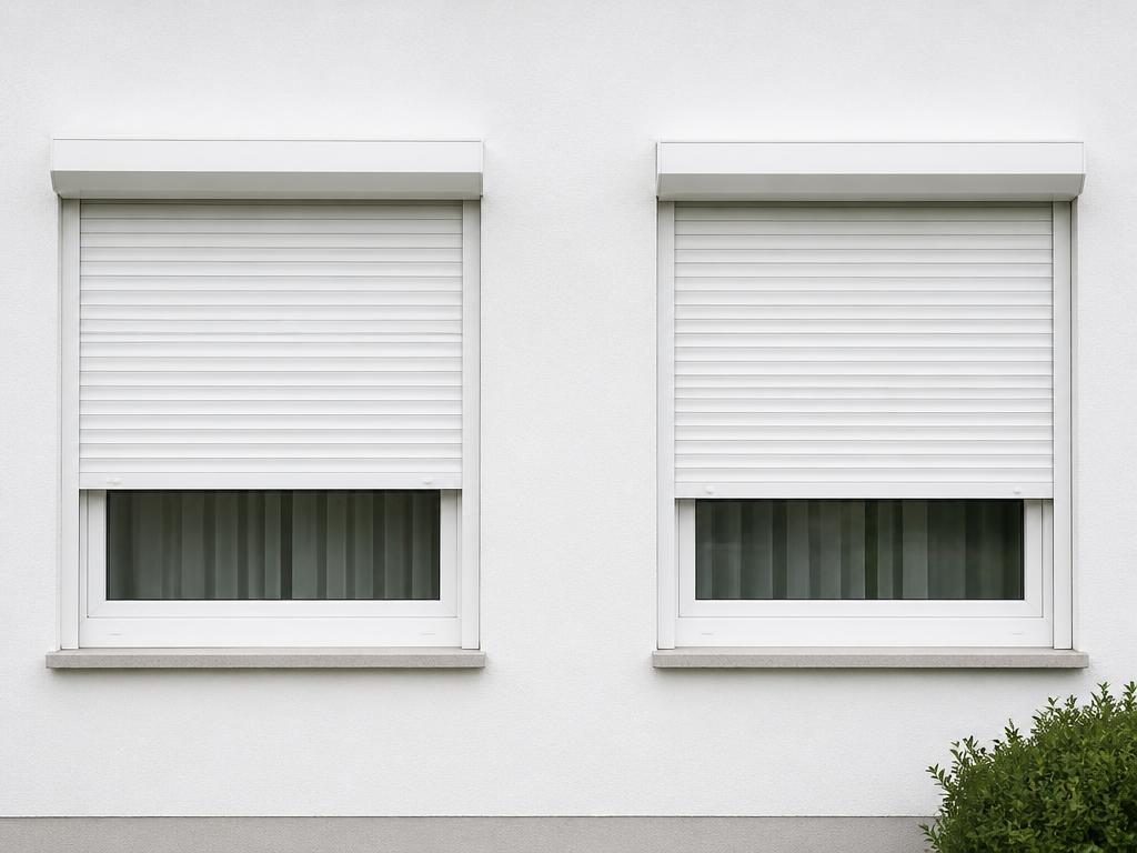 Rollläden an einem Wohnhausfenster